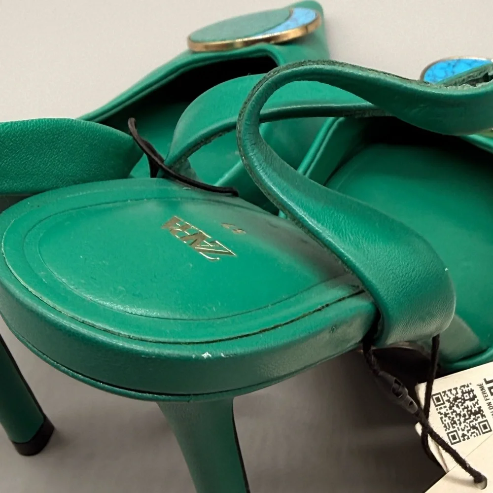 Zara Green Sling Back Heels - Picture 7 of 11